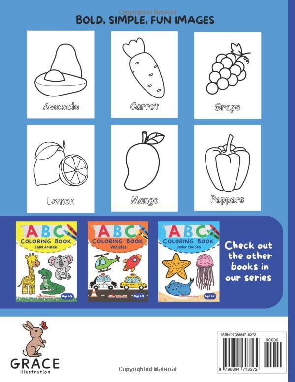 ABC Fruits and Vegetables Colouring Book
