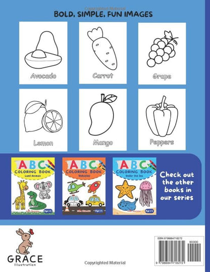 ABC Fruits and Vegetables Colouring Book