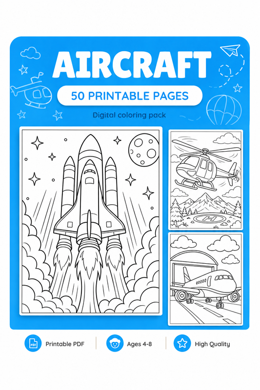 Aircraft Printable Coloring Book