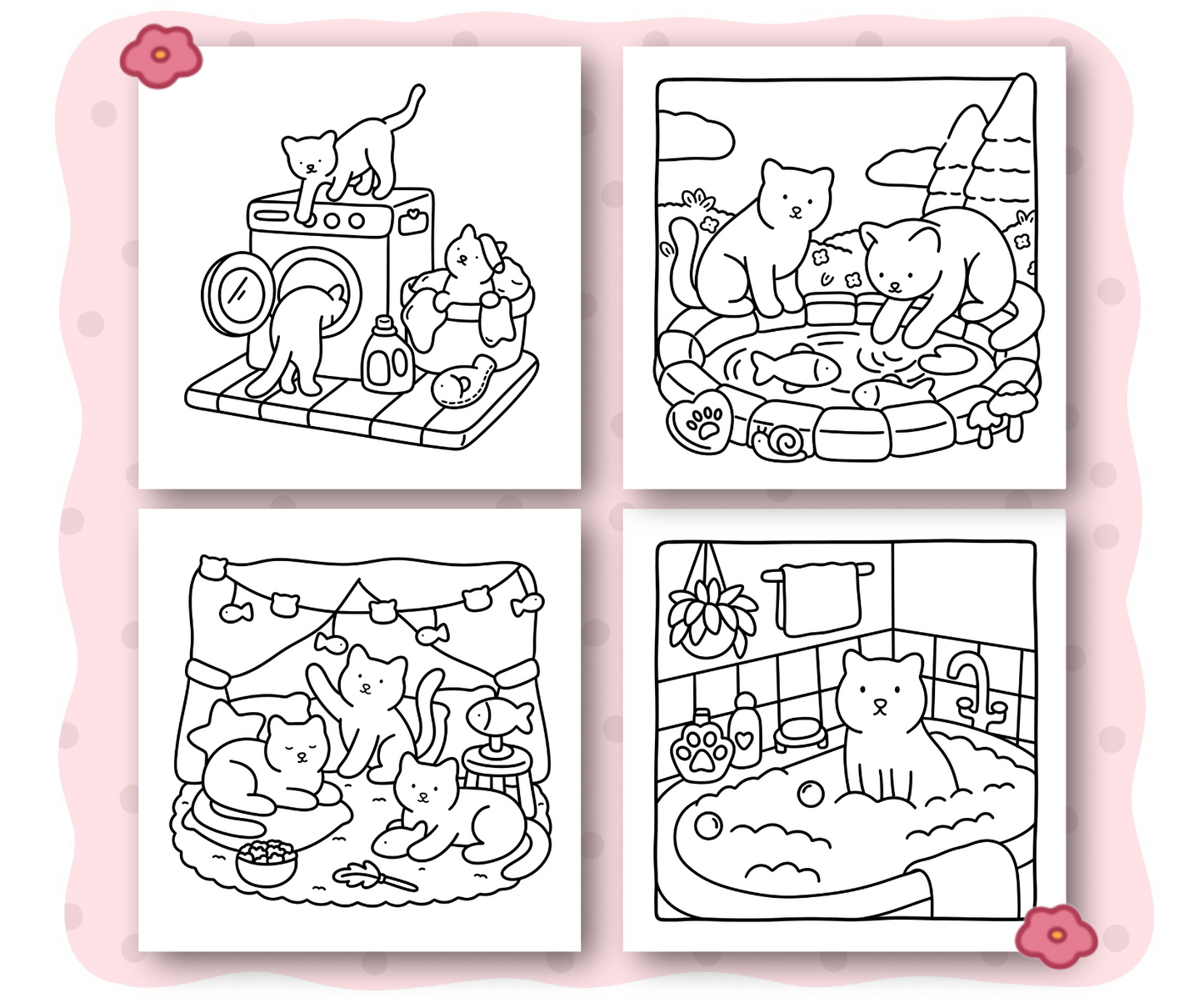 Cat Days 8 Pack Digital Coloring Pages