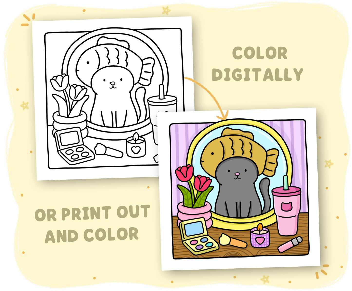 Cat Days 8 Pack Digital Coloring Pages